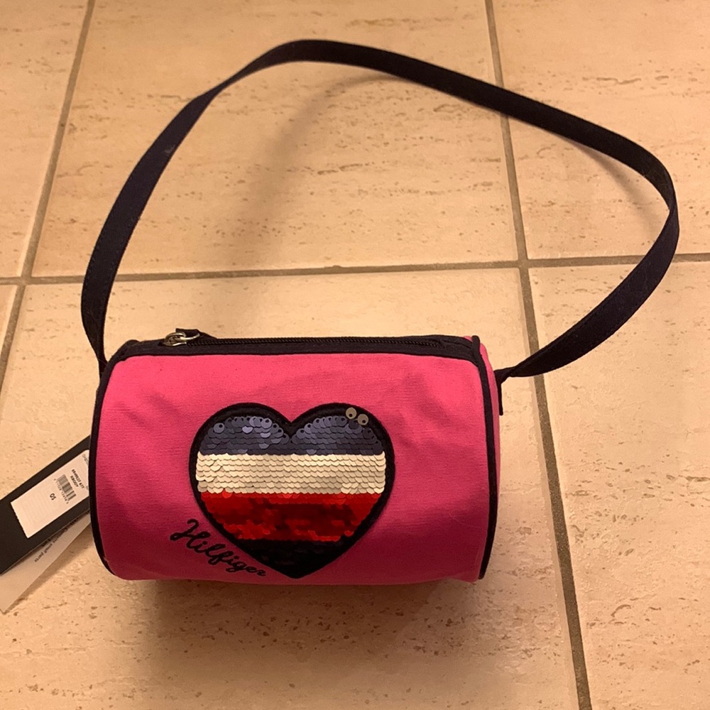 Tommy Hilfiger crossbody bag pink and blue with sequin heart